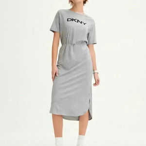 DKNY Logo Drawstring Waist Dress